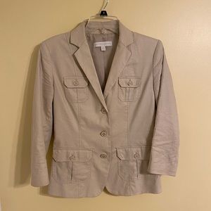 New York & Company stretch linen safari jacket blazer.  3/4 sleeve